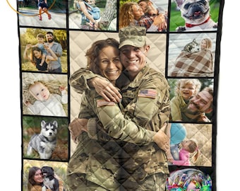 Custom Photo Quilt, Army Gift, Military Blanket,Sports Quilt,Dog Mom,Dog Lover,Gift For Dog Mom,Quilt Blanket,Custom Quilt,Personalized