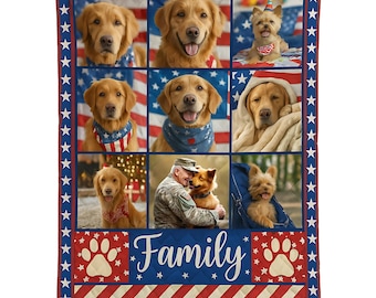 Veteran USA Quilt Custom Military Blanket Personalized American Flag Throw Gift for Veteran or Military Family