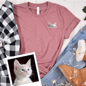 Customized T Shirt - Pocket Pet, Personalized Shirt, Custom Gift, Personalized Tshirt, Custom Face Shirt, Cat Mom, Dog Mom, Dog Lover,