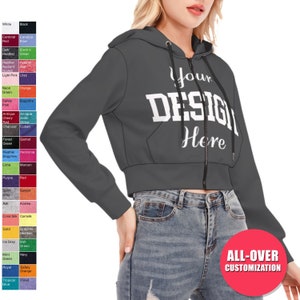 Crop Top, Custom Crop Hoodie, Photo Hoodie, All-over Print Hoodie, Ladies Custom Hood, Cropped, Bridesmaid,Photo T-shirt,Personalized Shirt