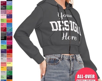 Crop Top, Custom Crop Hoodie, Foto Hoodie, All-Over Print Hoodie, Damen Custom Hood, beschnitten, Brautjungfer, Foto T-Shirt, personalisiertes Shirt