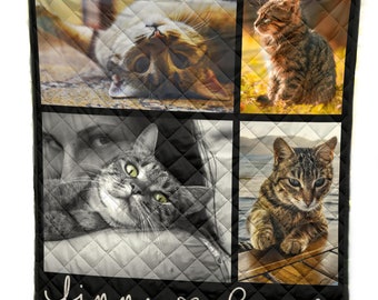 Custom Photo Quilt, Cat Mom Gifts, Cat Lover, Cat Themed Gifts, Cat Lover’s Gift,Photo Quilt, Memory Quilt,Dog Quilt,Dog Mom,Dog Lover Gift,