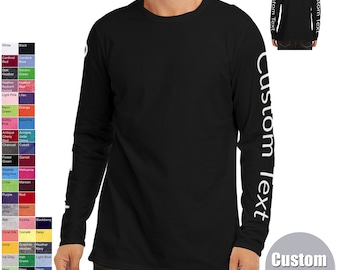 Katoenen shirts, op maat gemaakte shirts met lange mouwen, op maat gemaakte lange mouwen, unisex shirt met lange mouwen, voeg uw tekst T-shirt toe, gepersonaliseerde shirts,