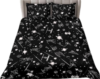 Duvet Cover| 2 Pillow Cases|Stars Sheet, Custom Bedding, Bedding, Sheets, Bed Set, Bed Sheets, Wars, Wars Gift, Star, Space, Custom Sheets,