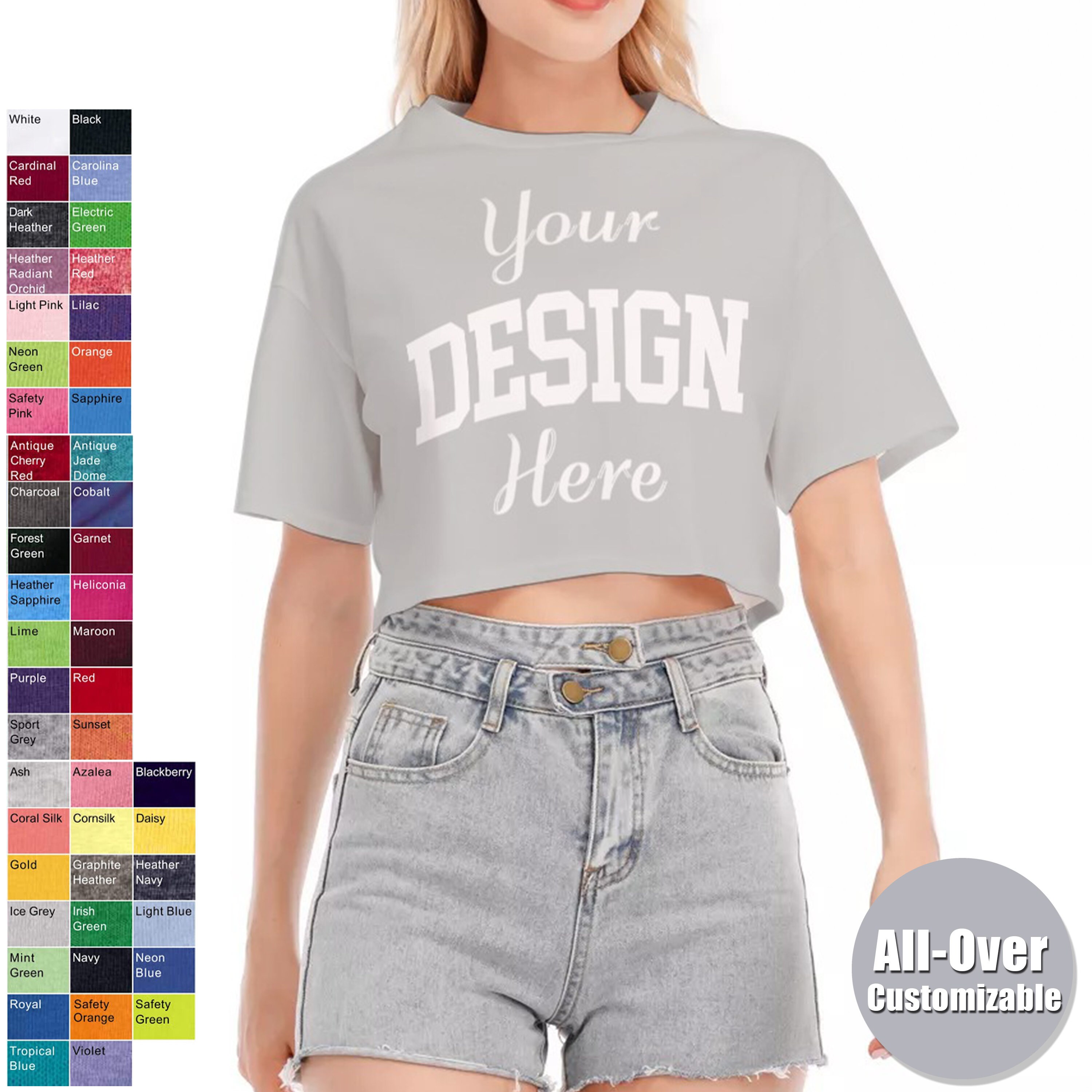 Crop Top, Custom Crop Top,photo Shirt, 100% Cotton -all-over