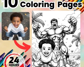 10 Custom Coloring Pages from Photo | Birthday Gift for Kids or Adults | Personalized Coloring Book | Fun Printable Keepsake | Download