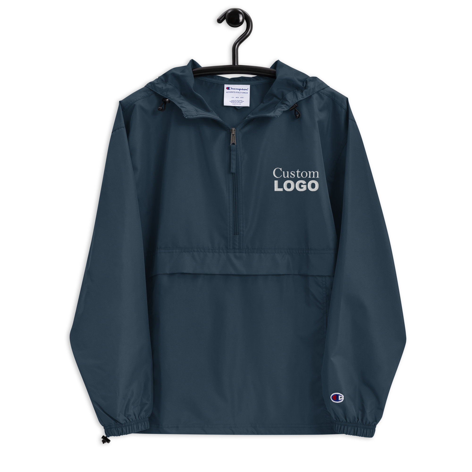 Embroidered Champion Packable Jacket Custom Windbreaker Half