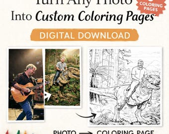 5 Custom Coloring Pages from Photo | Birthday Gift for Families | Personalized Coloring Book | Fun Printable Keepsake | Download