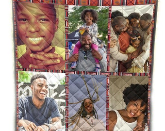 Custom Photo Quilt, African Quilt, African Quilting, African Fabric, African Art, Family Quilt, Couples Quilt, Family Blanket, Photo Quilt,