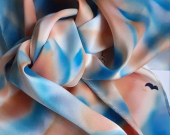 PAÑUELO DE SEDA CHARMEUSE Seda pintada a mano, foulard de seda de lujo, regalo de cumpleaños mujer, envoltura de regalo gratis