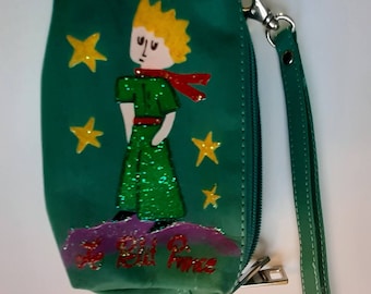 LITTLE PRINCE LEATHER purse, luxury gift pouch, Hand-painted Antoine de Saint-Exupéry, gift wrap free