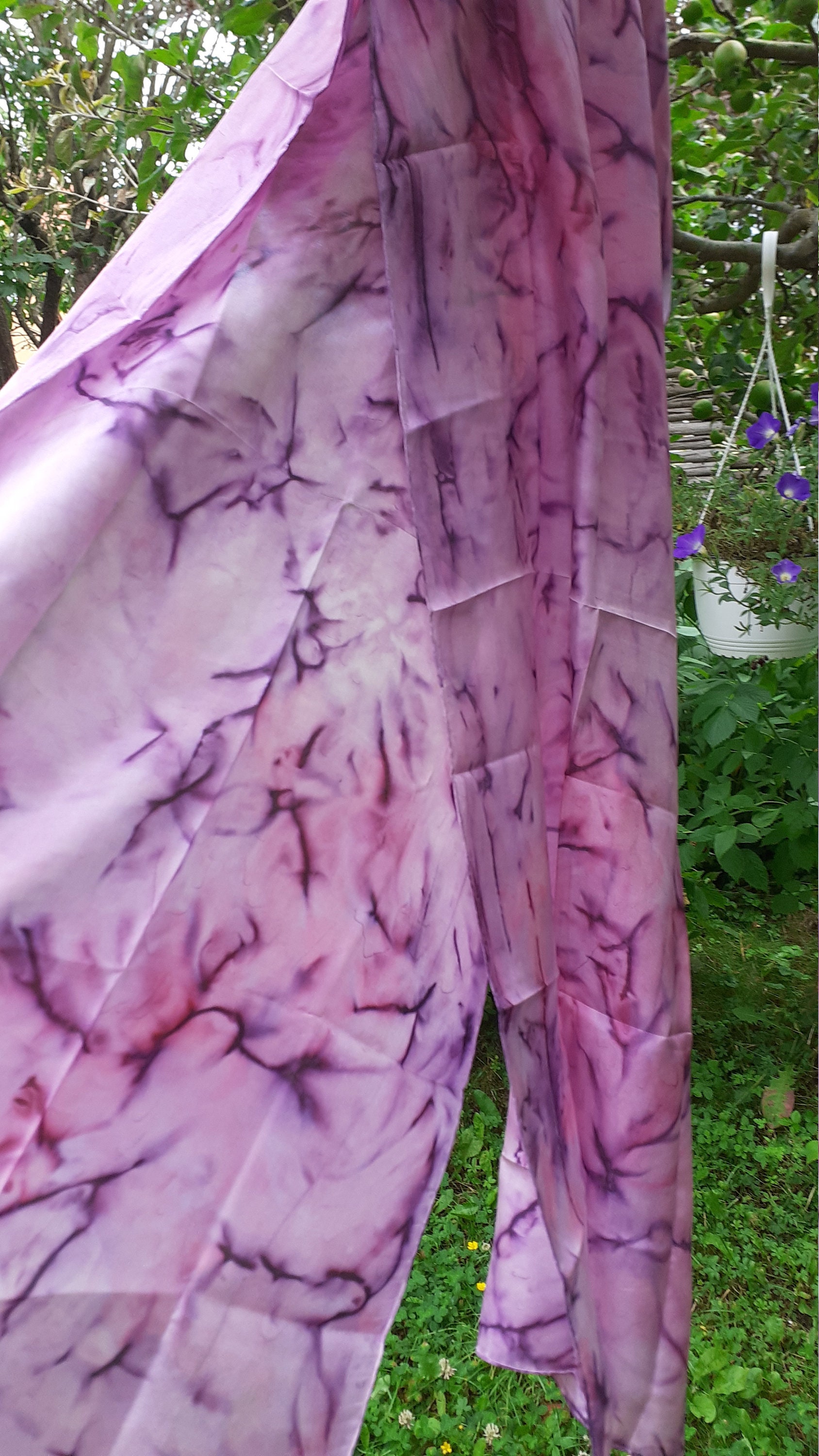Silk scarf purple pink, Habotai hand-painted headscarf, turban hair loss scarf, silk shawl unique gift woman,  gift wrap free