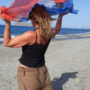 Cyclades Greek scarf, hand painted on 100% pure Silk, gift wrap free