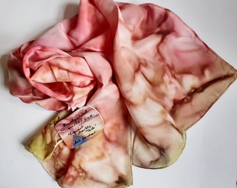 NATURAL Zijden sjaal, crêpe de Chine-haarsjaal, hoofddoek, jarige, cadeauverpakking gratis