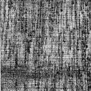 May include: Abstract black and white artwork with a woven or textured appearance. The design features a dense pattern of vertical and horizontal lines, creating a grid-like effect. The contrast between the black and white elements gives the piece a dynamic look.