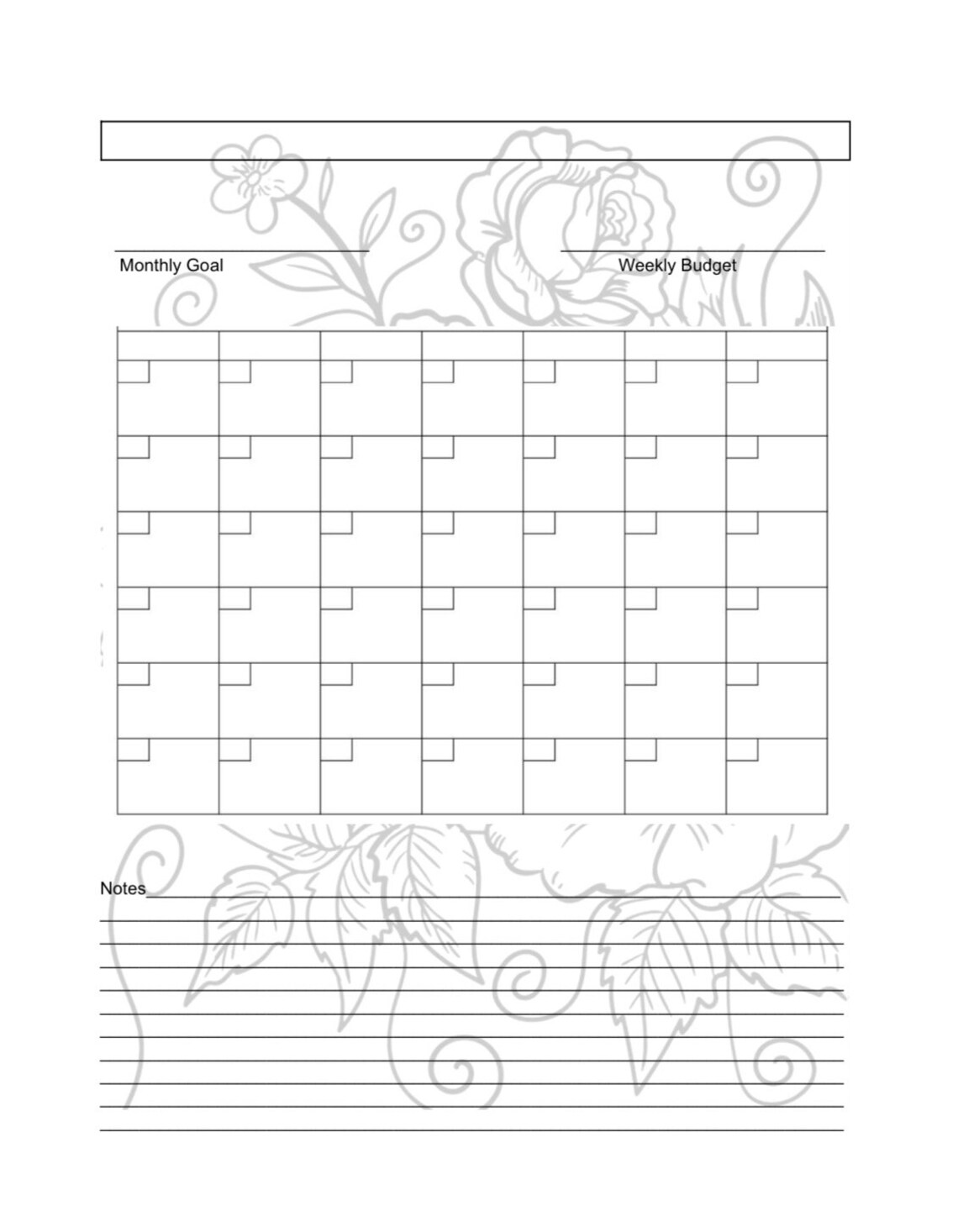 Blank Calendar Printable Download - Etsy