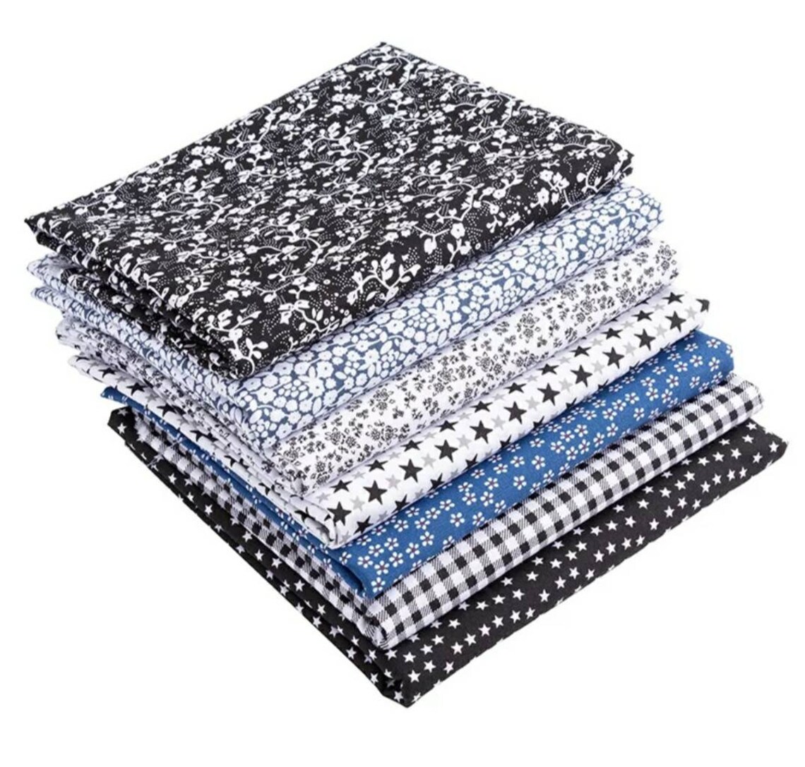7 piece Fabric Bundle Black Blues & White Layer Cake Bundle Etsy