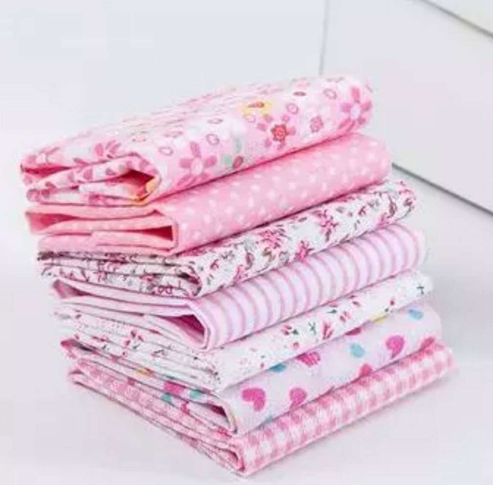7 piece Fabric Bundle Pink & White Layer Cake Bundle 100 Etsy