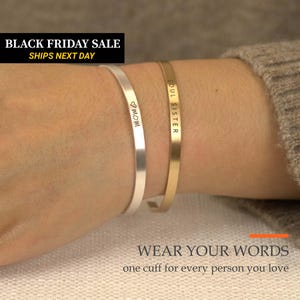 Personalized Cuff Bracelet, Custom Name Bracelet for Women, Engraved Bangle, Skinny Stacking Bracelet, Gift for Mom, Gift for Her, EFB-24