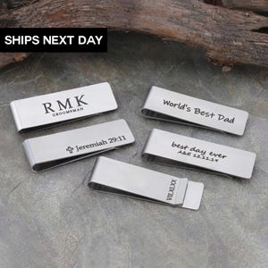 Personalized Money Clip, Husband Gift, Groomsmen Gift, Anniversary Gift for Dad, Stainless Money Clip, Custom Engraved Money Clip,  EFMOC-01