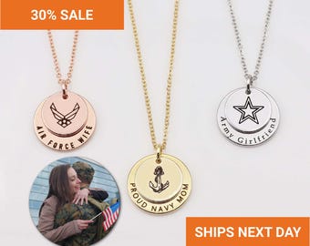 Deployment Necklace for Him, Long Distance Military Necklace, Marine Army Mom Wife Girlfriend Gift, Going Away Couples Gift, EFN-122