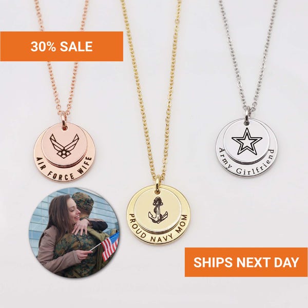 Deployment Necklace for Him, Long Distance Military Necklace, Marine Army Mom Wife Girlfriend Gift, Going Away Couples Gift, EFN-122