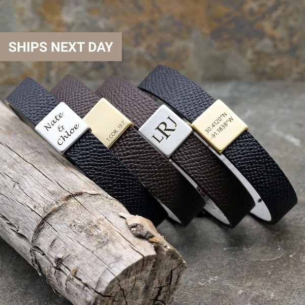 Versatile Custom Leather Bracelet for Men, Black Leather Bracelet, Coordinate Bracelet, Personalized Gifts, Genuine Leather Gift, EFB-28