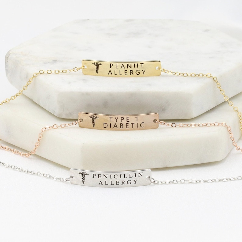 Delicate Personalized Medical Alert Bracelet Women, Medical Id Bracelet, Autism Bracelet for Kids, Diabetic Epilepsy Dementia, EFB-38 afbeelding 2