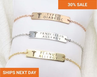 Pulsera de alerta médica personalizada para mujer, pulsera de identificación médica, pulsera para autismo infantil, pulsera para diabetes, epilepsia y demencia, EFB-38