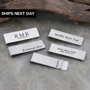 Personalized Money Clip, Husband Gift, Groomsmen Gift, Anniversary Gift for Dad, Stainless Money Clip, Custom Engraved Money Clip,  EFMOC-01