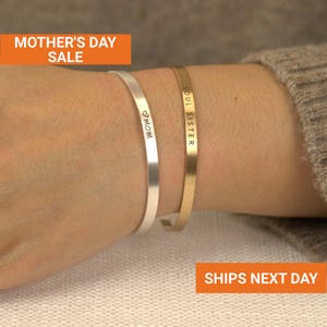 Skinny Custom Bracelets for Women, Custom Cuff Bracelet, Bangle Bracelet Gift for Mom, Engraved Bracelet, Name Bracelet, Stacking, EFB-24