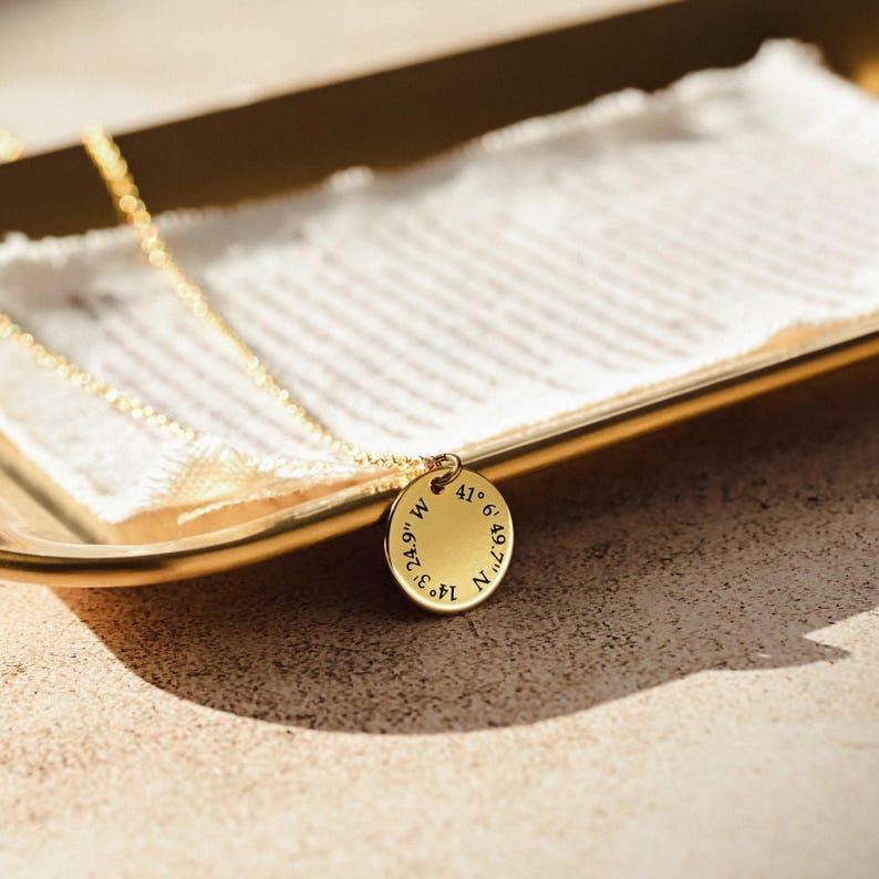 Delicado collar personalizado de coordenadas en plata de ley, regalo de larga distancia, coordenadas GPS, regalo de mudanza, regalo de graduación, EFN-23 imagen 4