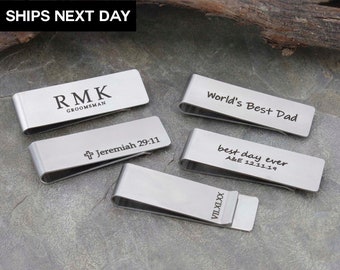 Personalized Money Clip, Husband Gift, Groomsmen Gift, Anniversary Gift for Dad, Stainless Money Clip, Custom Engraved Money Clip,  EFMOC-01