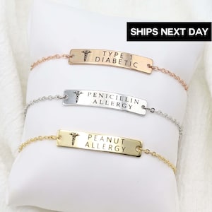 Personalized Medical Alert Bracelet: Stainless Steel ID, Autism, Diabetic, Epilepsy,  EFB-38