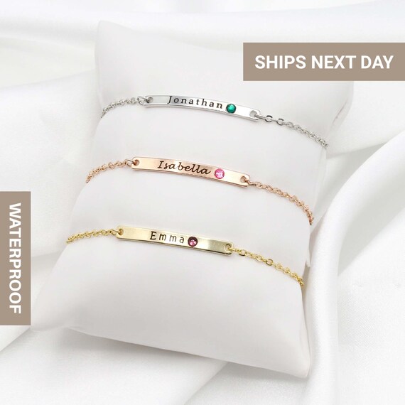 Unique Custom Name Bracelet, Birthstone Bracelet, Little Girl Bracelet, Dainty Bracelet, Personalized Gift for Kids, EFBK-05