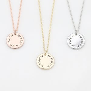 Delicado collar personalizado de coordenadas en plata de ley, regalo de larga distancia, coordenadas GPS, regalo de mudanza, regalo de graduación, EFN-23 imagen 5
