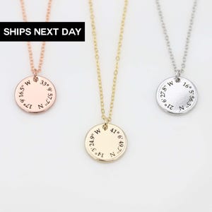 Zierliche individuelle Koordinaten Halskette Sterling Silber, Geschenk für lange Distanz, Ferngeschenk, GPS Koordinaten, EFN-23