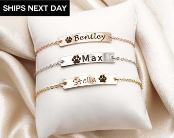 Personalized Paw Print Bracelet: Dainty Pet Memorial Jewelry, EFB-02