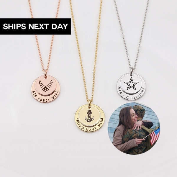 Deployment Necklace · Long Distance Necklace · Necklace for Mom · Couples Gift · Marine Mom · Girlfriend · EFN-122