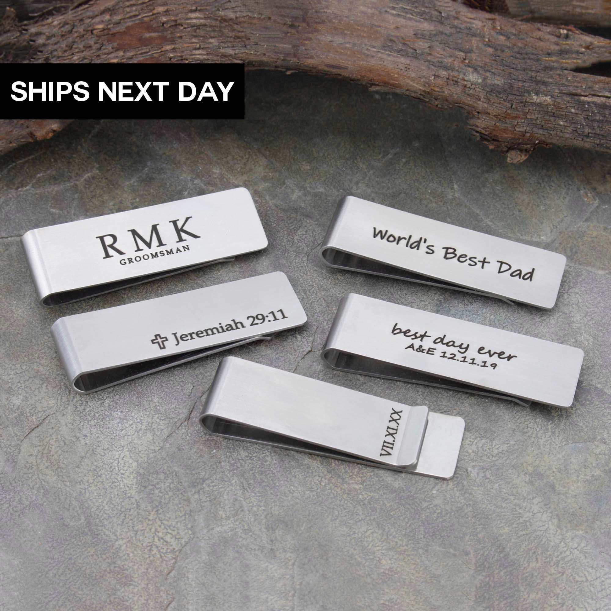 Personalized Money Clip, Husband Gift, Groomsmen Gift, Anniversary Gift for Dad, Stainless Money Clip, Custom Engraved Money Clip,  EFMOC-01
