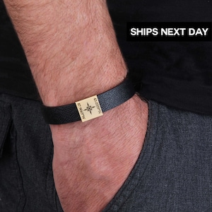 Versatile Custom Leather Bracelet for Men, Black Leather Bracelet, Coordinate Bracelet, Personalized Gifts, Genuine Leather Gift, EFB-28