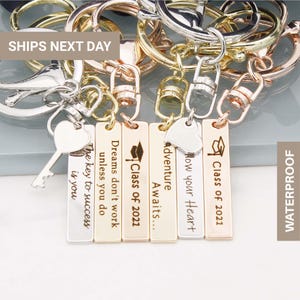 Custom Keychain for Graduation Gift · Engraved Keychain gift for him · College Grad Gifts · Going Away Gift · Class Gifts · EKC-05