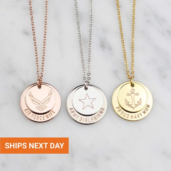 Deployment Necklace · Long Distance Necklace · Necklace for Mom · Couples Gift · Marine Mom · Girlfriend · EFN-122
