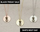 Custom Pineapple Necklace Name Necklace Best Friend Gift Gold Pineapple Charm Engraved Necklace Gift for Her EFN-20