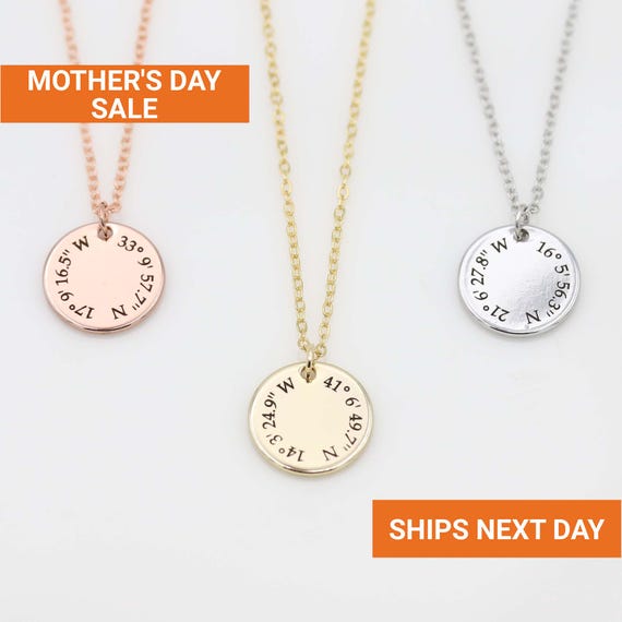 Dainty Custom Coordinate Necklace Sterling Silver, Long Distance Gift, GPS Coordinates, Moving Away Gift, Graduation Gift, EFN-23
