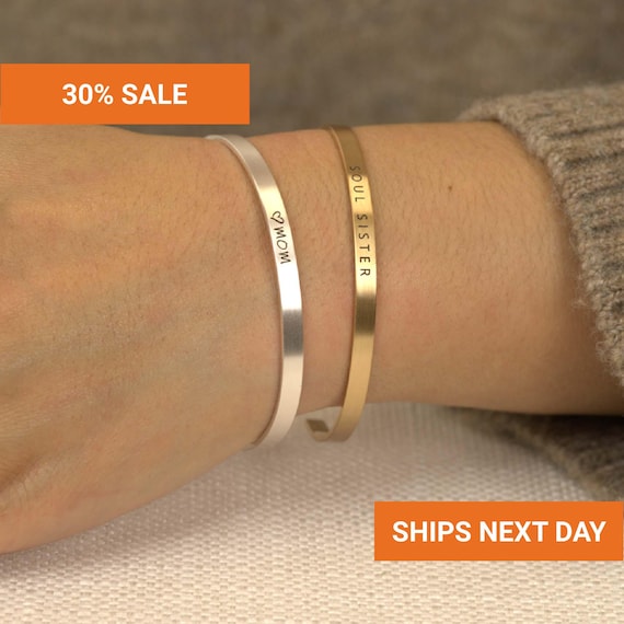 Personalized Cuff Bracelet, Custom Name Bracelet for Women, Engraved Bangle, Skinny Stacking Bracelet, Gift for Mom, Gift for Her, EFB-24