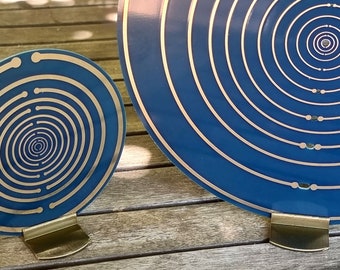 2 vertical supports for 10 or 20 cm scalar wave discs - present, orient your discs (without the discs)