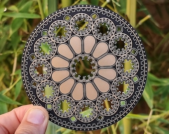 Chartres Cathedral Rosette Disc, 2-sided, gold/copper - passive emitter with resonant cavities