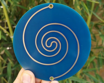 2-sided V2.0 Looped Double Spiral Disc, Gold/Copper, Beeswax - Vital Field Increasing Energy Disk