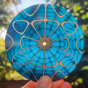 Schumann Harmonics disc 7.83 Hz / 14.3 Hz cymatic - 2 sides, gold / copper, beeswax